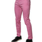 Pink Cotton Slim Fit Men Dress Formal Pants