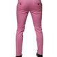 Pink Cotton Slim Fit Men Dress Formal Pants