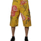 Yellow Floral Cargo Denim Men Bermuda Shorts