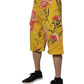 Yellow Floral Cargo Denim Men Bermuda Shorts