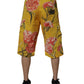 Yellow Floral Cargo Denim Men Bermuda Shorts