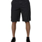 Dark Gray Cotton Mid Waist Men Bermuda Shorts
