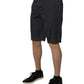 Dark Gray Cotton Mid Waist Men Bermuda Shorts