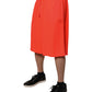 Red Polyester Mid Waist Men Bermuda Shorts