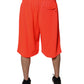 Red Polyester Mid Waist Men Bermuda Shorts