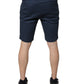 Blue Cotton Mid Waist Men Bermuda Shorts