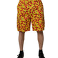 Yellow Cherry Print Cotton Men Bermuda Shorts