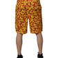 Yellow Cherry Print Cotton Men Bermuda Shorts