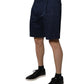 Dark Blue Cotton Mid Waist Men Bermuda Shorts