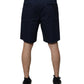 Dark Blue Cotton Mid Waist Men Bermuda Shorts