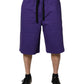 Purple Cotton Men Bermuda Sweatshorts Shorts