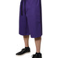 Purple Cotton Men Bermuda Sweatshorts Shorts