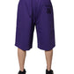 Purple Cotton Men Bermuda Sweatshorts Shorts