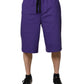 Purple Cotton Men Bermuda Sweatshorts Shorts