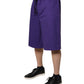 Purple Cotton Men Bermuda Sweatshorts Shorts