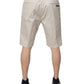 Beige Cotton Stretch Mid Waist Bermuda Shorts