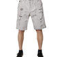 Light Gray Tattered Men Denim Bermuda Shorts
