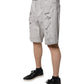 Light Gray Tattered Men Denim Bermuda Shorts