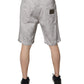 Light Gray Tattered Men Denim Bermuda Shorts