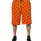 Orange Logo Monogram Cotton Bermuda Shorts