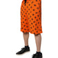 Orange Logo Monogram Cotton Bermuda Shorts