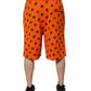 Orange Logo Monogram Cotton Bermuda Shorts