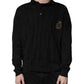 Black Heraldic Silk Buttoned Pullover Sweater