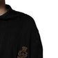 Black Heraldic Silk Buttoned Pullover Sweater