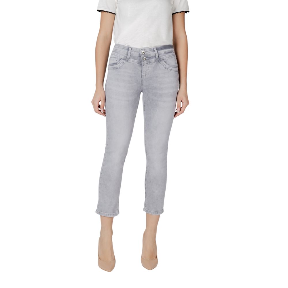 Gray Cotton Skinny Jeans