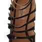 Black Multi Strap Leather Mid Heels Pumps Shoes
