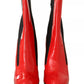 Red Leather Black Fabric Logo Heel Ankle Boots Shoes