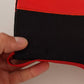 Red Leather Black Fabric Logo Heel Ankle Boots Shoes