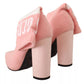 Pink Suede Logo Socks Block Heel Ankle Boots Shoes