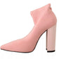 Pink Suede Logo Socks Block Heel Ankle Boots Shoes