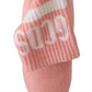 Pink Suede Logo Socks Block Heel Ankle Boots Shoes