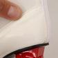 White Leather Fabric Red Logo Heel Ankle Boots Shoes