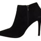 Black Suede Leather Stiletto Heels Boots Shoes