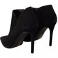 Black Suede Leather Stiletto Heels Boots Shoes