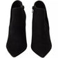 Black Suede Leather Stiletto Heels Boots Shoes