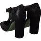 Black Suede Leather Block Heels Sandals Shoes