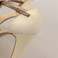 Off White Leather T-Strap Heels Sandals Shoes