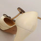 Off White Leather T-Strap Heels Sandals Shoes
