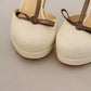 Off White Leather T-Strap Heels Sandals Shoes