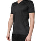 Dark Gray Silk V-neck Short Sleeves T-shirt