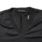 Dark Gray Silk V-neck Short Sleeves T-shirt