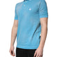 Blue Cotton Crown Collared Men Polo T-shirt