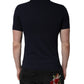 Dark Blue Cotton Crown Collared Polo T-shirt