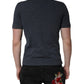 Dark Blue Logo Plaque Cotton Men Polo Shirt T-shirt