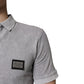 Gray Logo Plaque Cotton Men Polo Shirt T-shirt