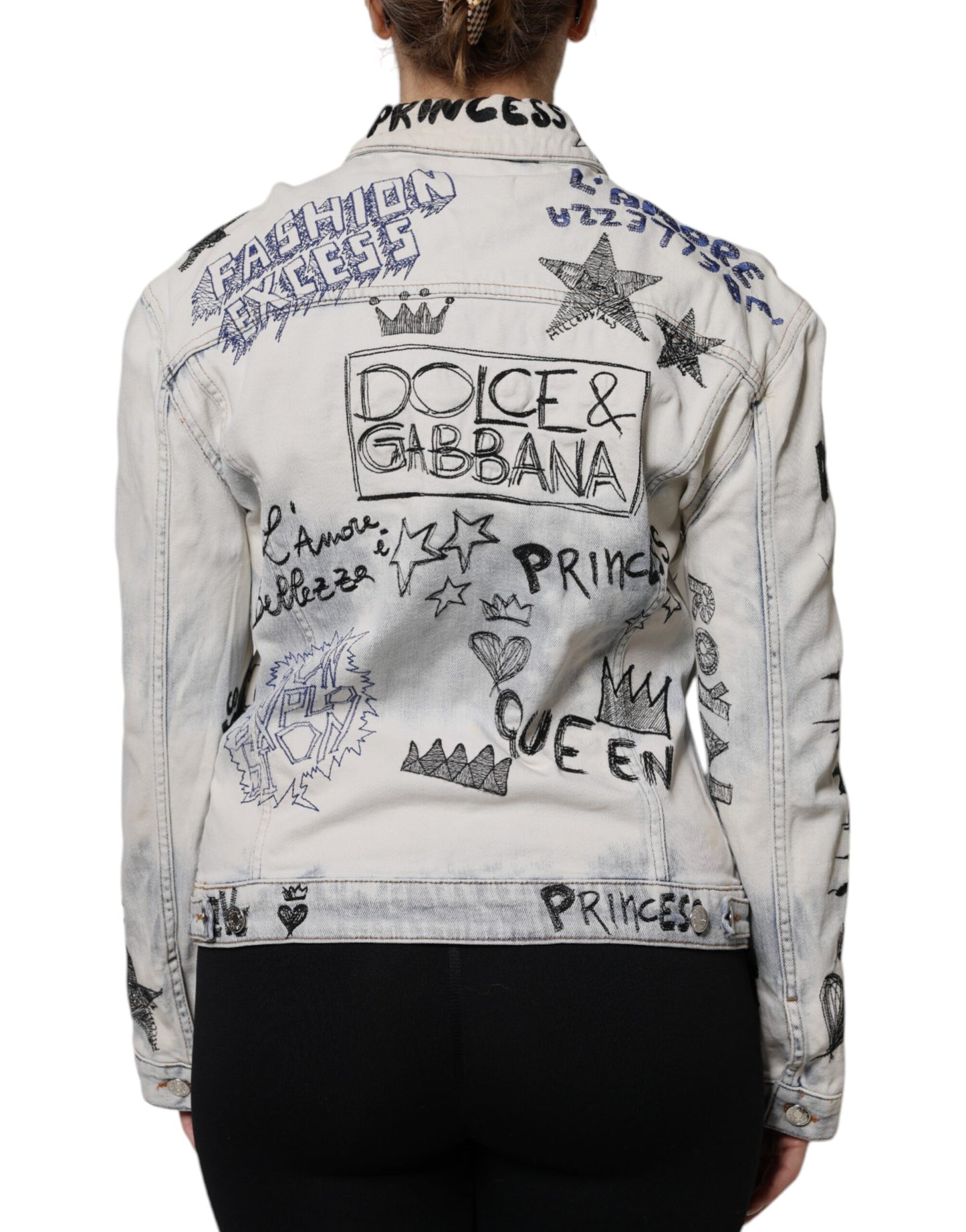 Light Blue Graffiti Button Down Denim Jacket